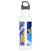 Bouteille D'eau Marbre bleu et or personnalisé Fluid Art (Dos)