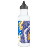 Bouteille D'eau Marbre bleu et or personnalisé Fluid Art (Droite)