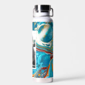 Bouteille D'eau Marbre numérique bleu et Brown personnalisé (Arrière)