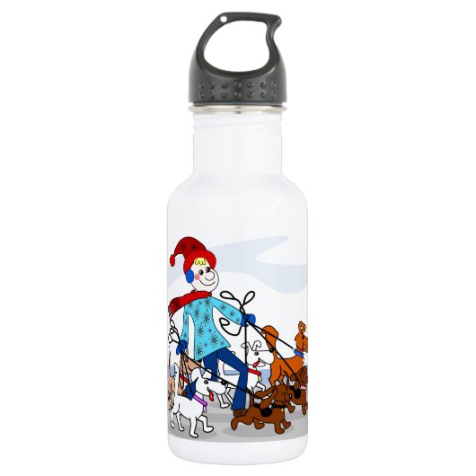Bouteille D'eau Marcheur de chien (Devant)