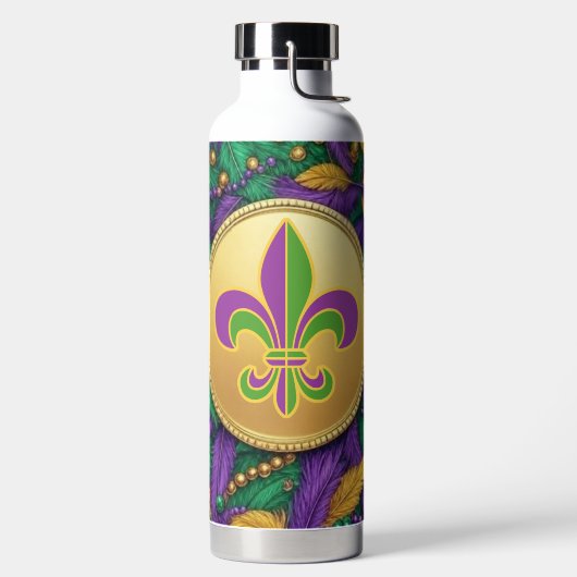 Bouteille D'eau Mardi Gras Fleur de lis (Droite)