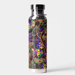Bouteille D'eau Mardi Gras Tout Perles Masques Eau Froide Chaude B
