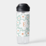 Bouteille D'eau marguerite à fleurs turquoise orange initial éléga<br><div class="desc">marguerite florale mignonne turquoise orange initial élégant bouteille d'eau cadeau</div>