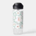 Bouteille D'eau marguerite à fleurs turquoise orange initial éléga<br><div class="desc">marguerite florale mignonne turquoise orange initial élégant bouteille d'eau cadeau</div>
