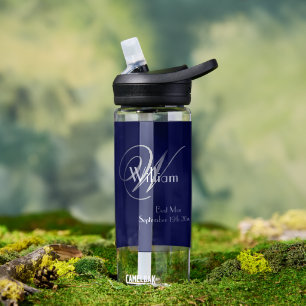 Bouteille D'eau Mariage Best Man Cadeau Moderne Chic Monogramme Co