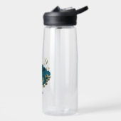 Bouteille D'eau mariage botanique floral beige bleu sarcelle (Gauche)