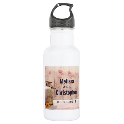 Bouteille D'eau Mariage campagnard de lait rustique (Devant)