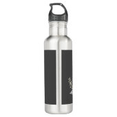Bouteille D'eau Mariage floral gris foncé et blanc (Dos)