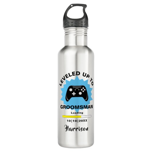 Bouteille D'eau Mariage Groomsman Levelup Gamer Fun (Devant)