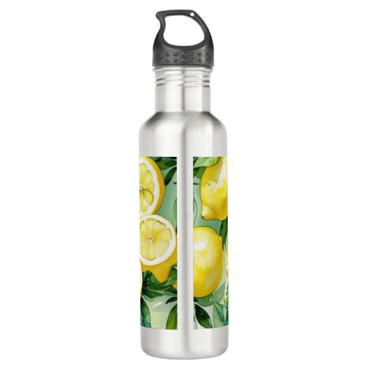 Bouteille D'eau Mariage moderne en bleu et citron avec calligraphi (Dos)