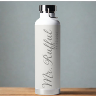 Bouteille D'eau Mariage moderne Nom de la chambre Date Orff blanc