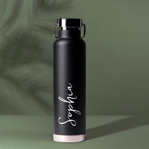 Bouteille D'eau Mariage noir avec script de votre nom personnalisé