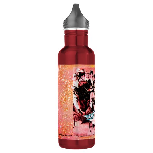 BOUTEILLE D'EAU MARIAGE PARTI BICYCLETTE NOIR BLANC ROUGE (Gauche)
