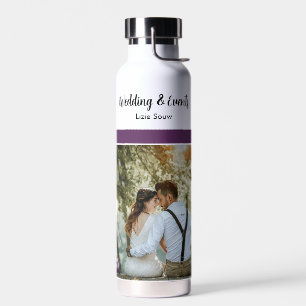 Bouteille D'eau Mariage violet et blanc