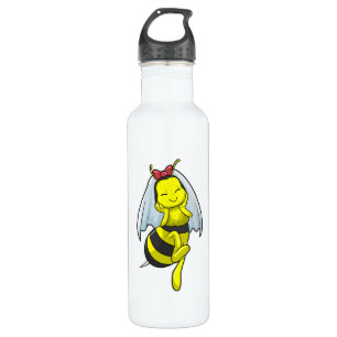 Bouteille D'eau Mariée abeille avec voile de mariage