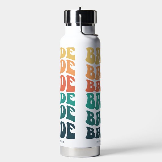 Bouteille D'eau Mariée Texte Rétro Arc-en-Ciel Personnalisé (Gym)