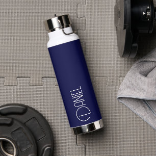 Bouteille D'eau Marine Blue Modern Typographie Nom personnalisé