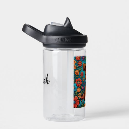 Bouteille D'eau Marionnette mignonne avec Fleurs d'Art folklorique (Arrière Complet)