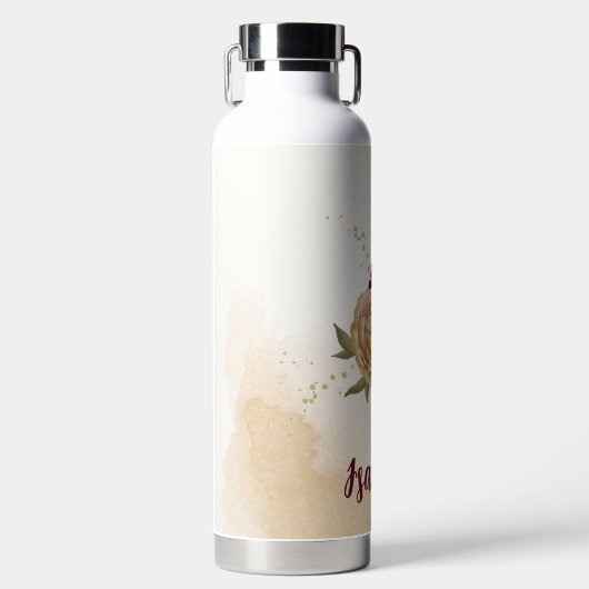 Bouteille D'eau Maroon vert beige or botanique (Avant)