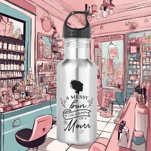 Bouteille D'eau marrant chignon maman mot art