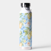 Bouteille D'eau Mediterranean Blue Tile Limoncello Monogram Name (Gauche)