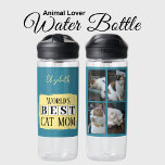 Bouteille D'eau Meilleur chat maman 4 photo nom bleu jaune<br><div class="desc">Vous cherchez le cadeau parfait pour la meilleure maman de chat au monde? Cette bouteille d'eau personnalisable est un choix pawsome! Doté de félins ludiques, c’est le moyen idéal pour n’importe quel amoureux des animaux de rester hydraté tout en montrant son orgueil de kitty. Échangez les quatre photos avec vos...</div>