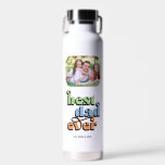 Bouteille D'eau Meilleur Papa Jamais Rétro Texte 2 Photos<br><div class="desc">Cette bouteille d'eau est un cadeau parfait pour papa! Le design comprend deux photos avec des angles arrondis et le texte rétro "meilleur papa jamais". Personnalisez avec le nom des enfants.</div>