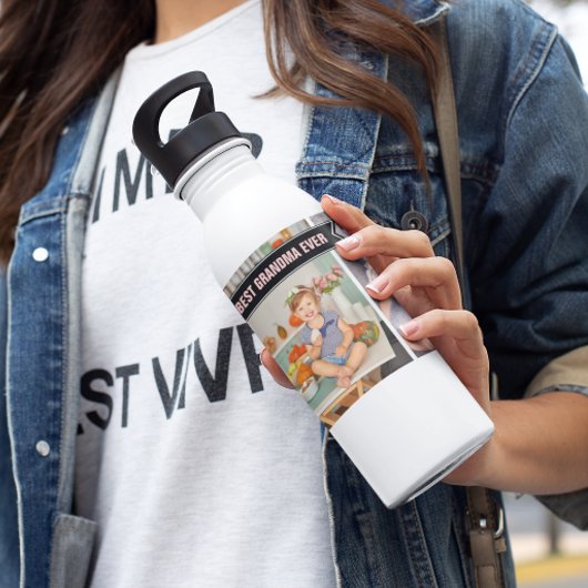 Bouteille D'eau Meilleure grand-mère | Collage photo couleur bloc