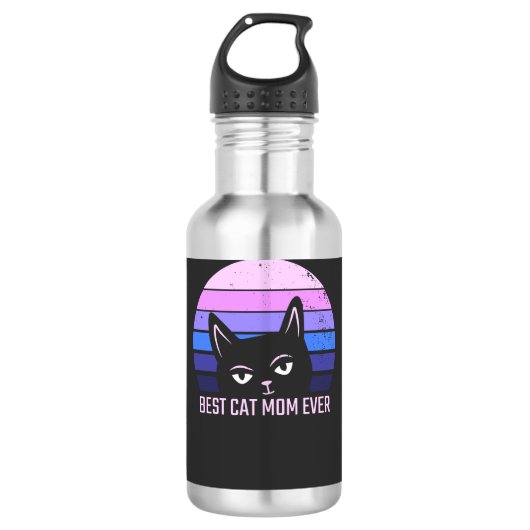 Bouteille D'eau Meilleure Maman de Chat de Tous les Temps (Devant)