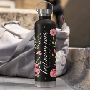 Bouteille D'eau Meilleure maman Ever Boucles d'aquarelle personnal