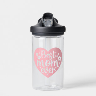 Bouteille D'eau Meilleure Maman Jamais Coeur Rose Avec Fleurs