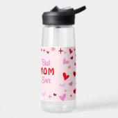 Bouteille D'eau Meilleure MOM jamais - arrière - plan rose Coeurs (Gauche)