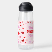 Bouteille D'eau Meilleure MOM jamais - arrière - plan rose Coeurs (Arrière)