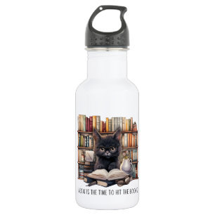 Bouteille D'eau Meow Est Le Moment De Toucher Les Livres