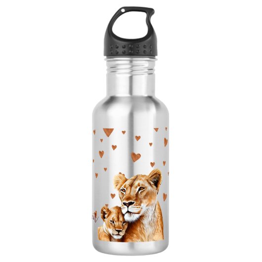 Bouteille D'eau Mère Lion et la fête de sa mère (Devant)