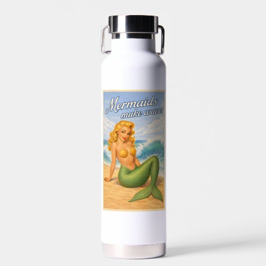Bouteille D'eau Mermaids Make Waves Retro Beach Pin-Up Mermaidcore (Avant)