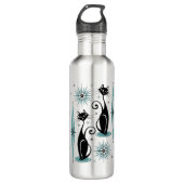 Bouteille D'eau Mi-siècle Meow Retro Chats atomiques ©studioxine (Devant)