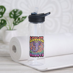 Bouteille D'eau Mignon Axolotl Hippie Groovy Art Rétro 70s Arc-en-