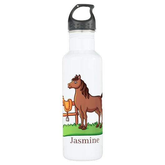 Bouteille D'eau mignon cheval amoureux ajouter nom (Devant)