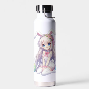 Bouteille D'eau mignon, lapin anime Pâques