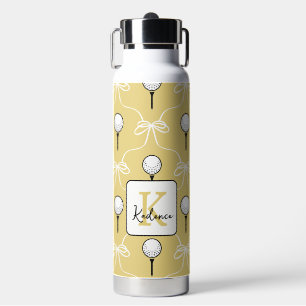 Bouteille D'eau Mignon motif de golf à nœud blanc jaune Monogramme