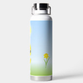 Bouteille D'eau Mignon poussin jaune et fleurs sur fond bleu clair (Plage)