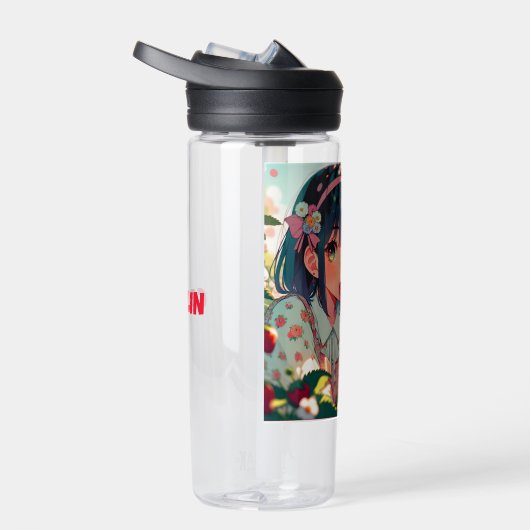 Bouteille D'eau Mignonne Anime Girl Mange des fraises | Jour d'été (Droite)