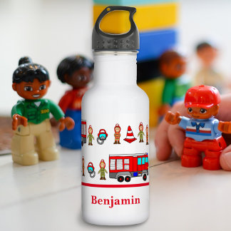 Bouteille D'eau Mignonne Camion de Pompiers Rouge & Pompiers