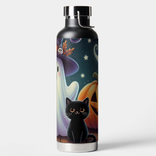 Bouteille D'eau Mignonne, citrouille d'Halloween, chat & fantôme
