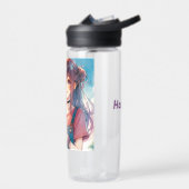 Bouteille D'eau Mignonne fille Anime tenant un Boba Tea (Gauche)
