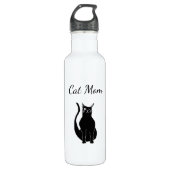 Bouteille D'eau Mignonne maman chatte Winking Black Kitty Cartoon (Devant)