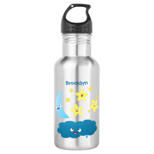 Bouteille D'eau Mignons étoiles chantant, lune et bande dessinée d