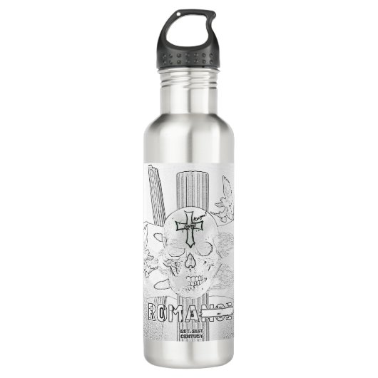 Bouteille D'eau Mikitiez Dreamer crâne tatto arc-en-ciel rocher ro (Devant)