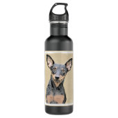 Bouteille D'eau Miniature Pinscher Peinture mignonne Chien Art ori (Devant)